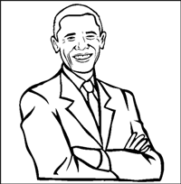 Barack Obama - The 1st Black President Colouring Pages Online